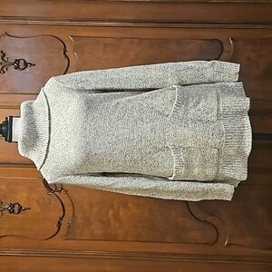 LOFT Sweater Tunic | Long Sleeved | Cowl / Turtle Neck | Soft Marled Grey Size S